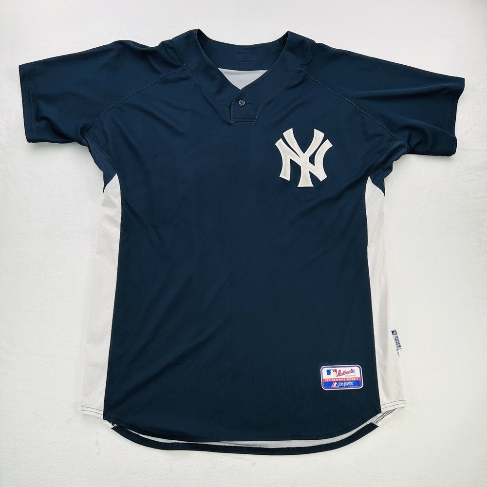New York Yankees Baseball Jersey Adult 50 Blue *PLAYER ISSUED* Majestic USA Mens